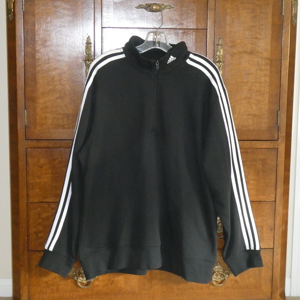 ADIDAS Men’s Quarter Zip Black Sweatshirt Size Large